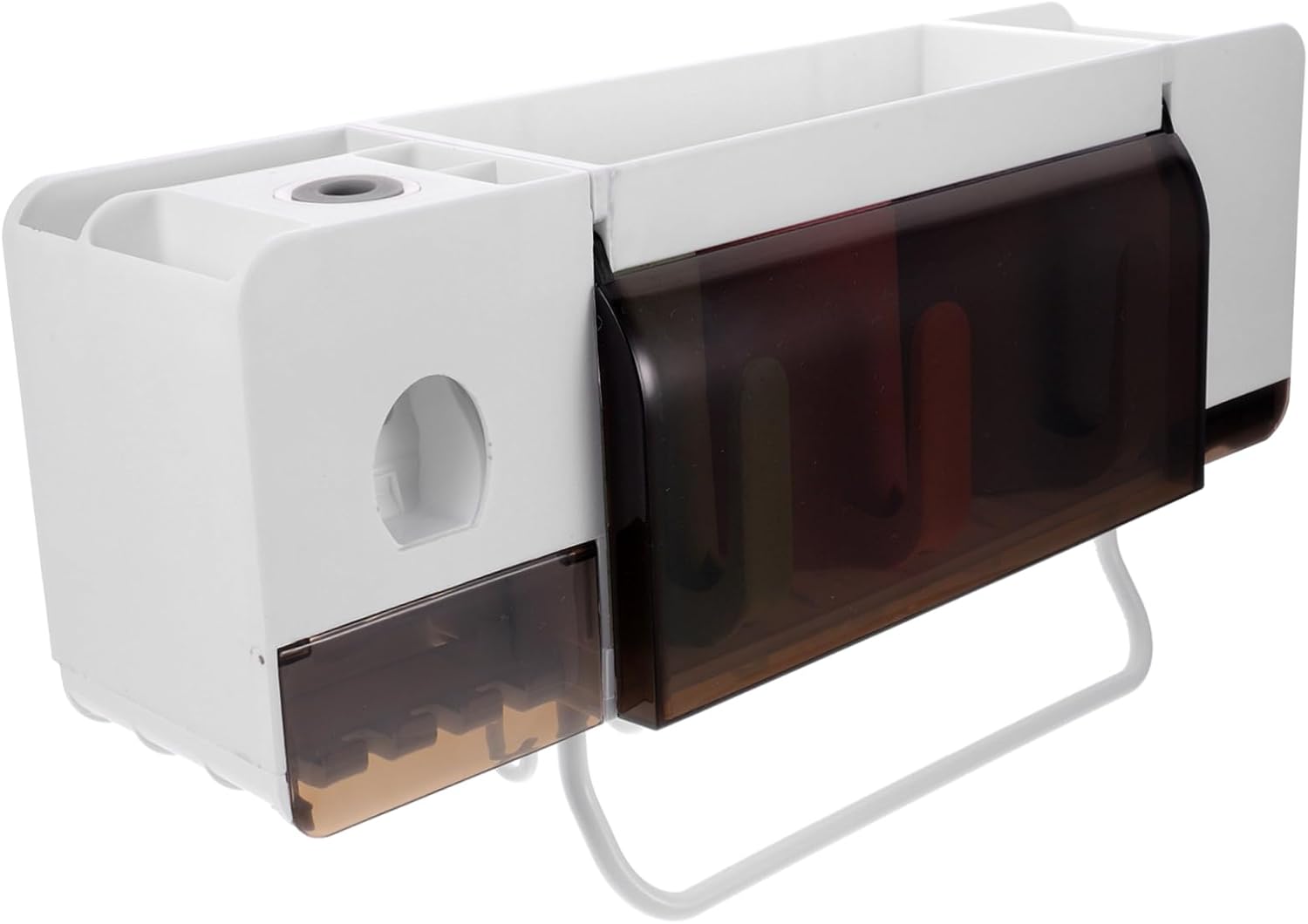 Multifunctional Wall-Mounted Toothbrush Holder Space-Saving Design for Toothbrushes Cups and Toothpaste Material for Bathroom Organization