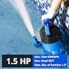 FOTING Sump Pump, High Flow Submersible Water Pump with Float Switch, Automatic Clean/Dirty Utility Pump for Basement Puddle Pool Tub Pond Draining, 1.5 HP, 6300GPH