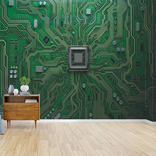 Computer Motherboard Wall Decal with CPU Circuit Design