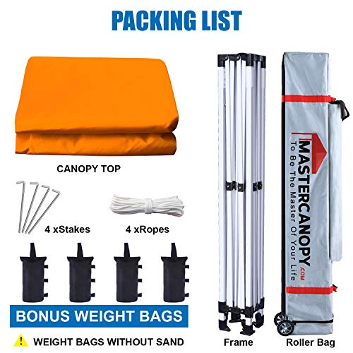 Image of MASTERCANOPY Pop Up Canopy Tent Commercial Grade 10x12 Instant Shelter (Orange)