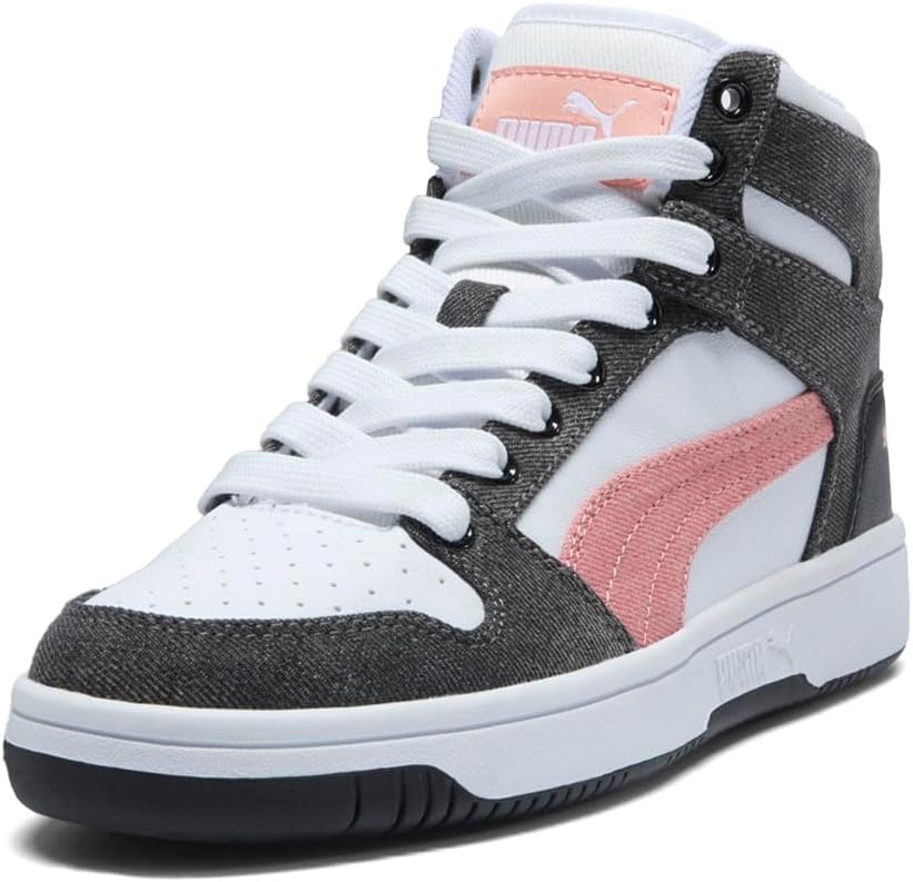 PUMA Womens Rebound Layup Denim Lace Up Sneakers Shoes Casual - White