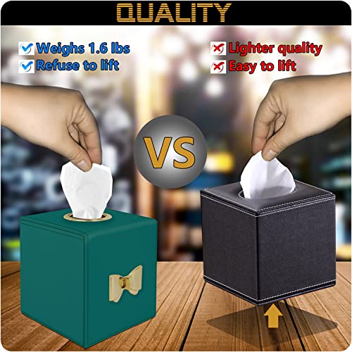Hadeight Green Tissue Box Cover Square For Bedroom Decorative Cube Leather Tissue Box Holder For Car 1 Pcs #TOP3