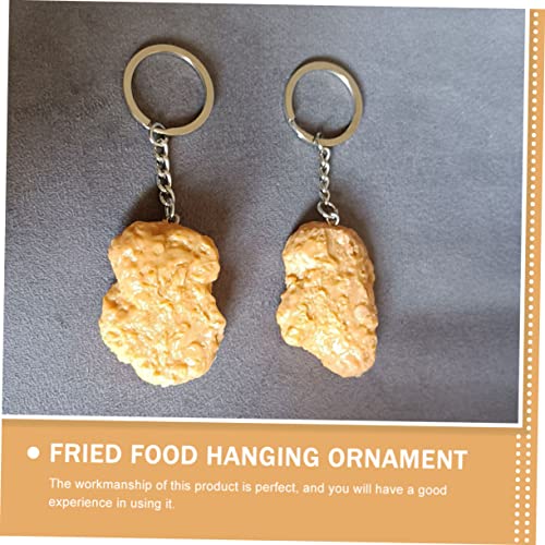 FRCOLOR Simulierter Hähnchen Nugget Schlüsselanhänger Kreativer Schlüsselring für Studenten Lustiges Fried Food Ornament Einzigartiger Anhänger für Schlüssel und Deko