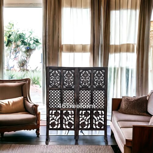 Image of Wooden Room Partition /Screen /Room Divider /Room Separator for Livng Room Bedroom Home Office Restarurant Hallway 20Inches Wide (2 Panel 4 Feet with Stands)