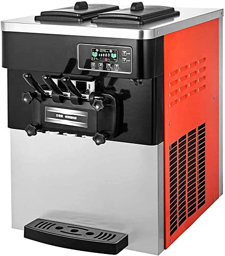 VEVOR 2200W Commercial Ice Cream Machine 20 To 28L or 5.3 To 7.4Galper Hour Soft Serve Ice Cream Maker with LED Display Auto Shut Off Timer 3 Flavors Perfect for Restaurants Snack bar Supermarkets