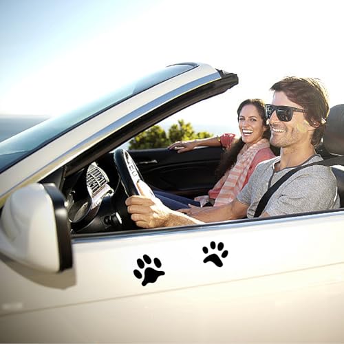 Image of GORGECRAFT 4 Styles 4Pcs Cat Dog Paw Prints Car Sticker Black Reflective Heart Car Bumper Decals Waterproof PET Automotive Exterior Decor Stickers for SUV Truck Motorcycle Doors Walls Laptop