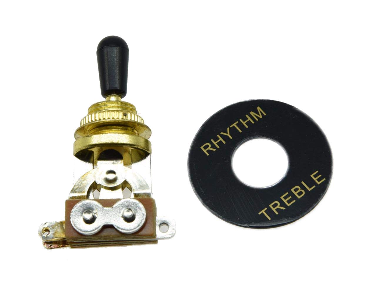 Dopro LP Guitar 3 Way Toggle Switch Gold with Black Tip and RHYTHM TREBLE Plate for Les Paul