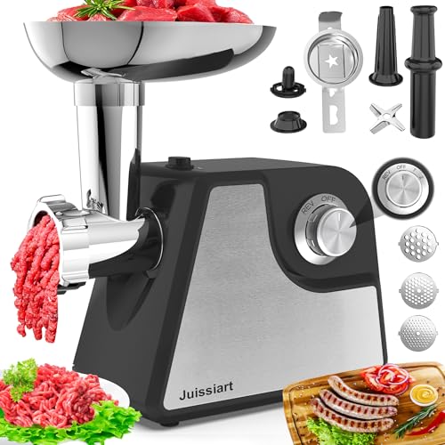 Fleischwolf Elektrisch, Elektrischer Fleischwolf mit Wurstfüller, Kibbe-Aufsätze, Spritzgebäckvorsatz, Hackfleisch Maschine mid Edelstahl...