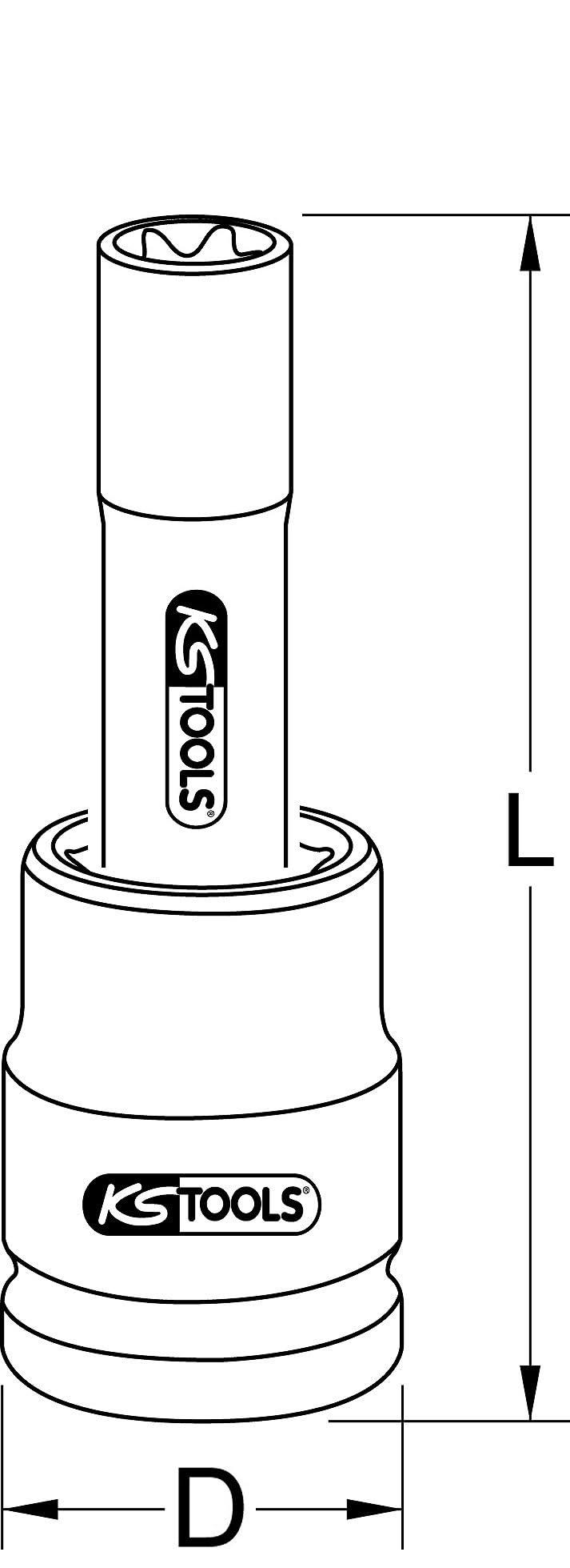 KS Tools 450.0454 Gniazdo silowe bitów dla srub Torx-E,dlugie, E24, 3/4"