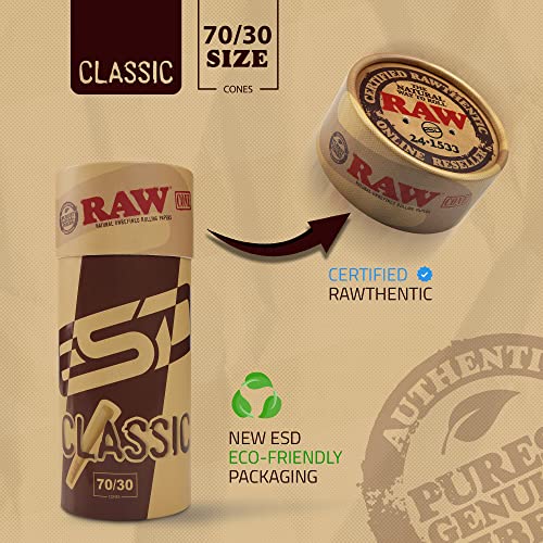 Image of RAW Cones Small Single Size Dogwalker Mini Cones Rolling Papers 70 /30 Size 50 Pack - Smaller than 1 1 /4 - Slow Burning Rolling Paper - Great for Quick Sessions