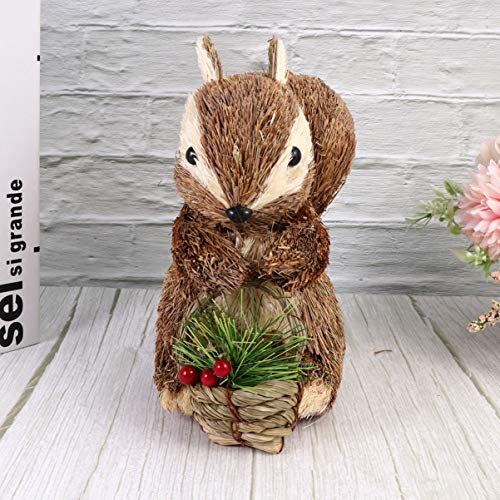 BESPORTBLE Esquilo Estatueta Mesa Palha Modelo Animal Natal Mesa Mesa Display Esquilo Artesanato Cas