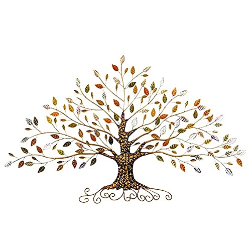 WRUJ Wanddekoration, Metall Wandkunst Dekor, Fortune Tree Home Dekoration, Moderne Wandskulptur, 3D Blätter Wandbehang Kreative Zeitgenössische Kunstwerke, Für Wohnzimmer/Schlafzimmer/Küche Cover