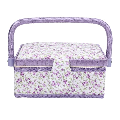 Panier à Couture Portable, élégant Tissu Floral Double Couche, Boîte de Rangement pour Kit de Couture avec Coussinet à Aiguille intégré, Mini Poche, pour L'organisation des