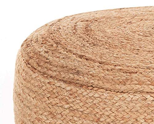 Image of Cotton Dori Ottoman Pouf for Seating|Cotton Dori Pouffe for Footrest Filled with Bean Balls|Ottoman Pouf Stools for Living Roombedroom, 30D x 30W x 30H Centimeters Beige