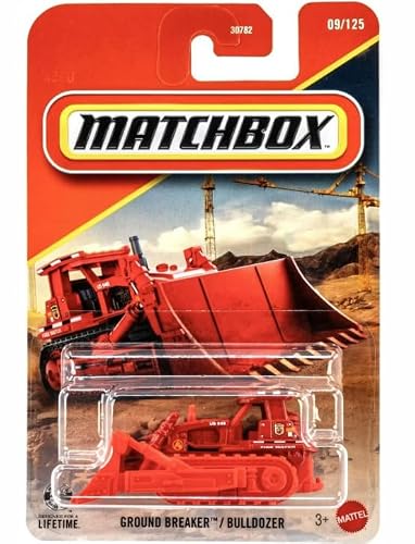 Matchbox Ground Breaker Bulldozer [Red] 09/125, 1:64 Scale Diecast Toy Vehicle