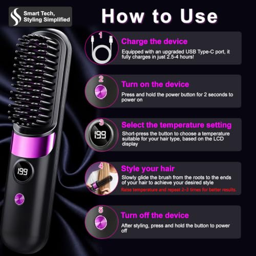 Cepillo de cabello cerámico recargable sin cable miniatura 7