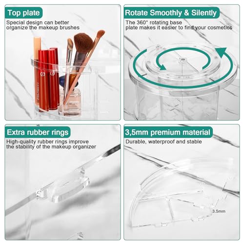 Gowkeey Make Up Kosmetik Organizer, Beauty, 7 Verstellbare Ebenen Große Kapazität Makeup Organizers, 360° Drehbar, Schmink Aufbewahrung Kosmetikbox für Dresser Badezimmer Schlafzimmer, Transparent