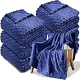 6 Pcs Flannel Throw Blanket Bulk 50 x 60 Inch - 240 GSM Turtle Velvet Jacquard...