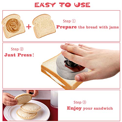 Sandwich Sealer, Sandwich Cutter And Sealer, Food-Grade 304 Stainless Steel Sandwich Sealer, Uncrustables Peanut Butter And Jelly Sandwiches Tool/Pbj Cutter, Uncrustable Sandwich Maker #TOP1