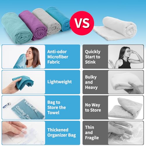 Image of YESLIFE 4-Pack Cooling Towels (40 inchx 12 inch), Cooling Neck Wraps, Ice Towel