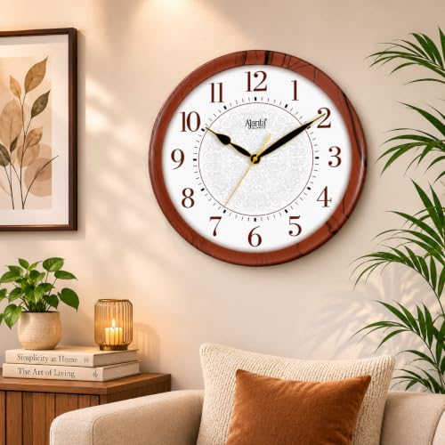 Image of Ajanta Quartz Plastic Real Silent Sweep Movement Designer Analog Wall Clock (341X51X341Mm) (Mahogany)