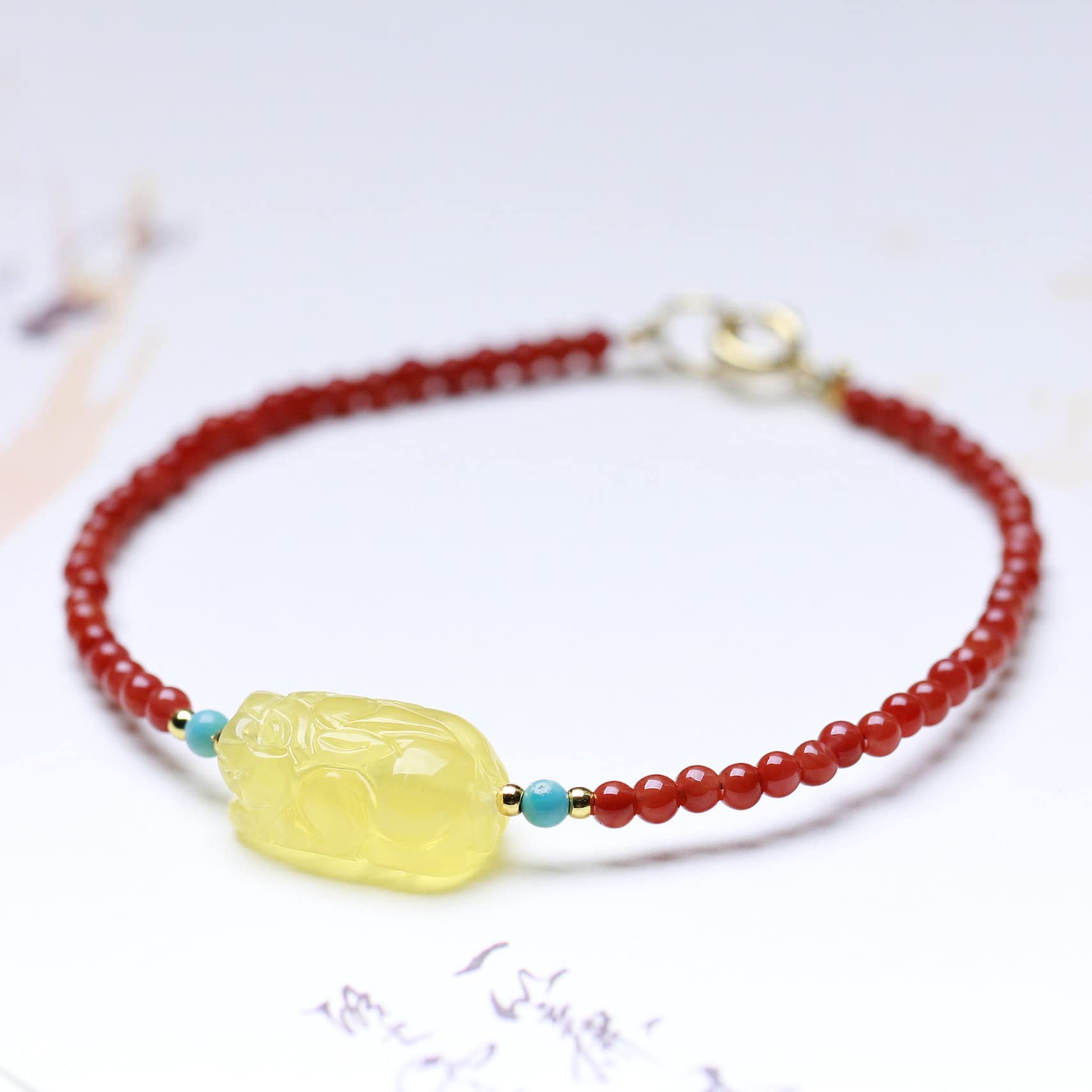 Natürliches Edelstein-Armband, Damen Herren, natürlicher Edelstein, roter Achat, Pixiu-Amulett, Glücksarmband, 3 mm, kleine Perlen, Armband, Reiki-Kristall, Chakra, Meditation, verstellbar