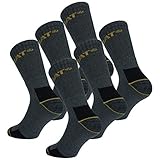 Caterpillar 6 Paires Chaussettes Travail  Chaussures de Sécurité   Pointe et Talon Renforcé   Coton Eponge