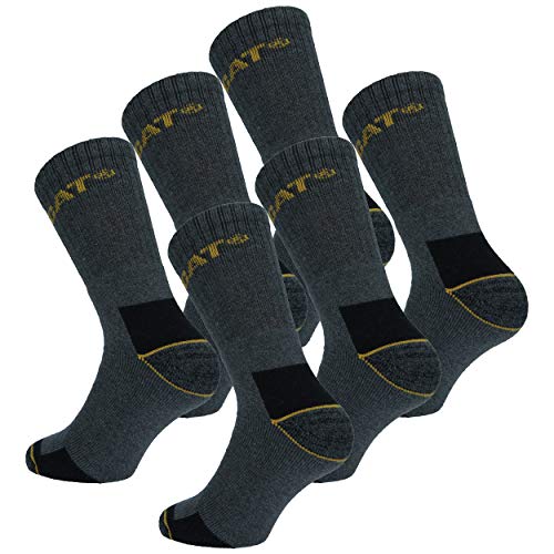 Caterpillar 6 Paires Chaussettes Travail- Chaussures de Sécurité - Pointe et Talon Renforcé - Coton Eponge