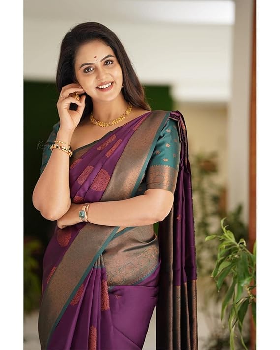 Image of Jaanvi fashion Women's Banarasi Silk Sarees With Zari Jacquard Work & Blouse Piece