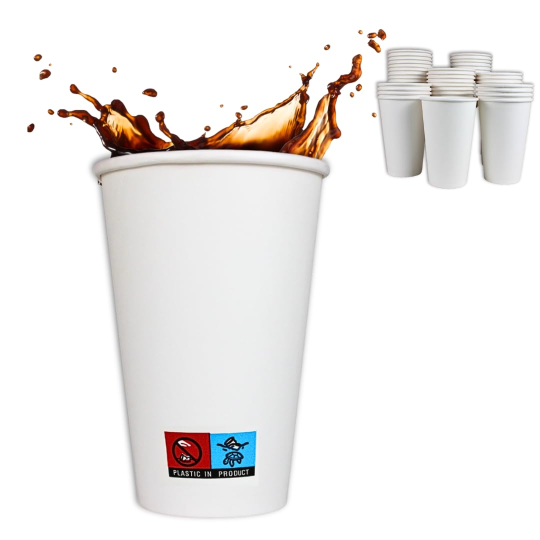 Enpack 1000 Kaffeebecher 300 ml (12 oz) - Einwegbecher für Kaffee, Tee & Kakao - Hitzebeständig, Recycelbar - To Go Becher aus Blanco-Papier - Umweltfreundlicher Getränkebecher