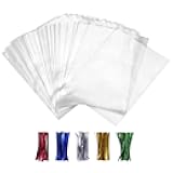 XLSFPY 100PCS Cellophane Bags Clear Plastic Cello Bags 4x6 with 4