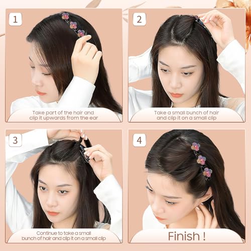 Pinzas para el cabello trenzadas con cristales brillantes 4 piezas miniatura 5