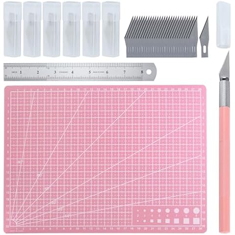 GOLD DEER Exacto Knife for Crafting Precision Carving Hobby Knife Kit with A4 Cutting Craft Mat 20 CM Steel Ruler 30 PCS #11 Hobby Blades for DIY, Art, Cutting, Carving, Scrapbooking Cover