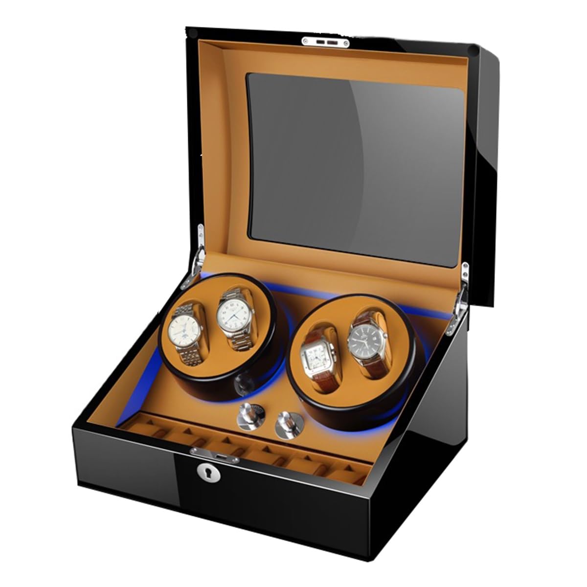 EHVYBDX 4+6 Watch Winders for Automatic Watches with Quiet Motor Multiple Rotation Modes Display Box in Wood Shell Winding Case