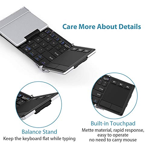 Iclever Foldable Keyboard, Bk08 Bluetooth Keyboard With Sensitive Touchpad (Sync Up To 3 Devices), Pocket-Sized Tri-Folded Portable Keyboard For Ipad Mac Iphone Android Windows Ios, Silver #TOP2