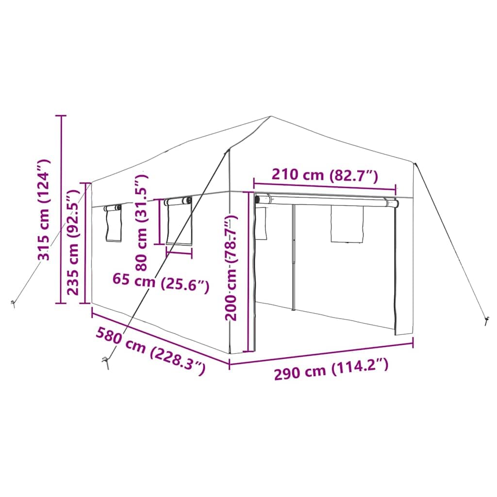 Szklarnia pop-up, zielona, 290 x 580 x 315 cm, żelazna, szklarnia do ogrodu, na balkon i taras, tunel foliowy z ochroną roślin do uprawy i zimowania