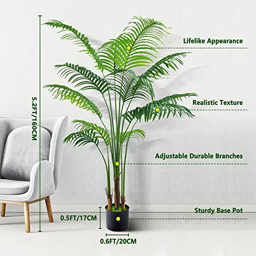 Artificial Golden Cane Palm Tree 2Packs 5Feet Faux Plant For Home Decor Indoor Outdoor Faux Areca Palm Tree In Pot For Home Office Perfect Housewarming Gift With,9 Adjustable Trun #TOP1