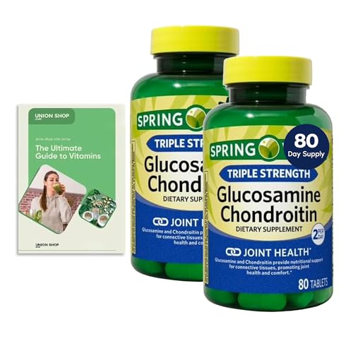 Spring Glucosamine Chondroitin, Triple Strength, 80 Tablets, 2-Pack, 80 Days Supply + Exclusive Vitamin Guide (2 Items)