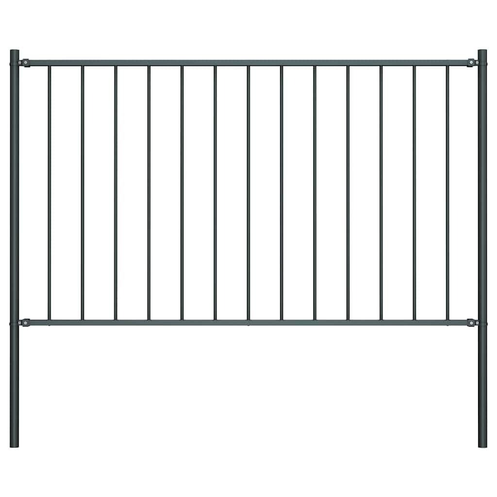 vidaXL Fence Panel with Posts - Powder-coated Steel - 1.7x1.25 m - Anthracite