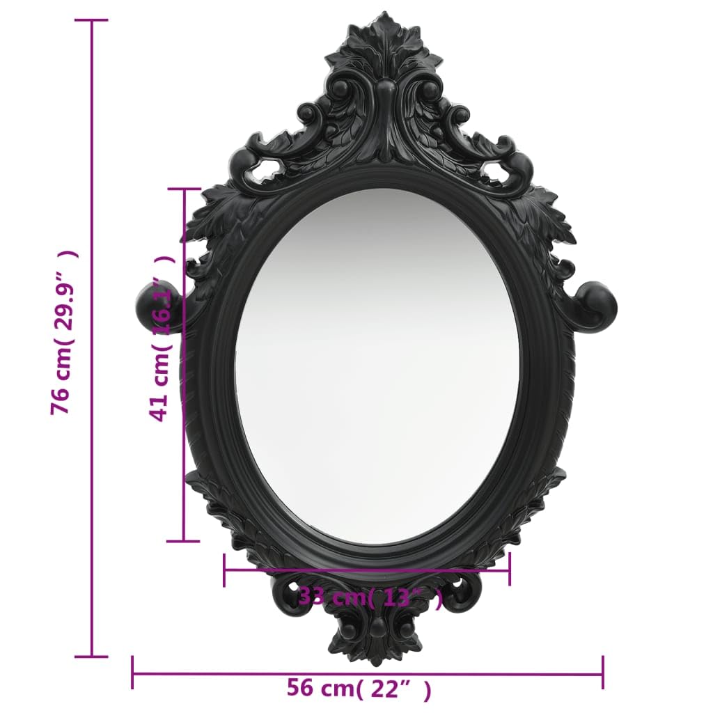 vidaXL Espejo de Pared Estilo Castillo Negro 56x76 cm