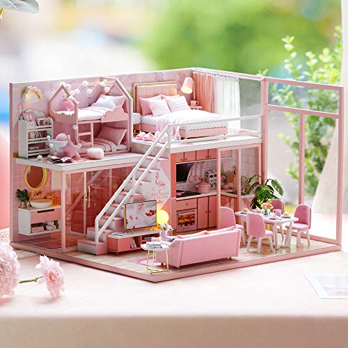 Fsolis DIY Puppenhaus-Miniatur-Kit mit Möbeln, 3D-Holz-Miniaturhaus mit Staubschutz und Musikbewegung, Miniatur… – Bild 7