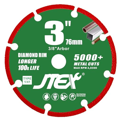 JTEX 3 Inch Cut Off Wheel, Diamond Cutting Disc for Metal Cutting, 3/8" Arbor, 3 Pack by JTEX - Image 4