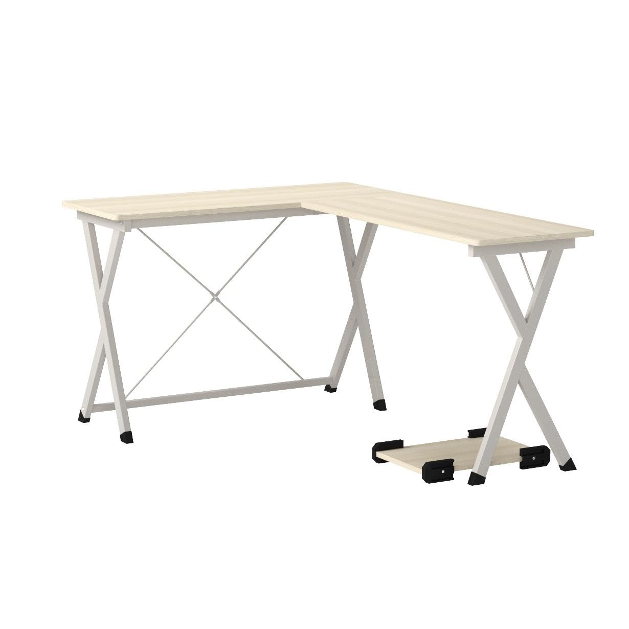 Sogesfurniture Eckschreibtisch L-Form – (158+120) X 48 X 75 Cm, Helle Eiche, Mit CPU-Ständer