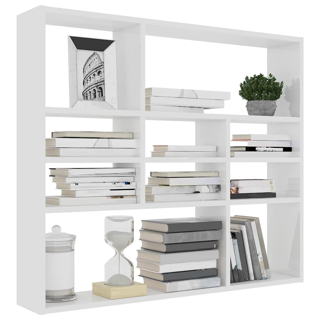 Estantería de pared blanca de madera 90 x 16 x 78 cm con 10 compartimentos abiertos, soporta hasta 40 kg, estantería flotante para salón, cocina, baño, sistema versátil de pared para montaje