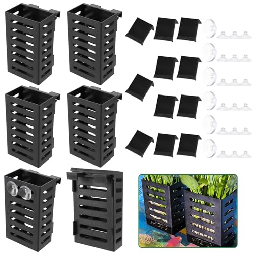 WOPPLXY 6 Pack Aquarium Plant Holder, Fish Tank Plant Holder with 18 Hooks and 24 Suction Cups, Hanging Aquarium Plant Holders for Fish Tank Aquarium Planter and Aquascape Decorations