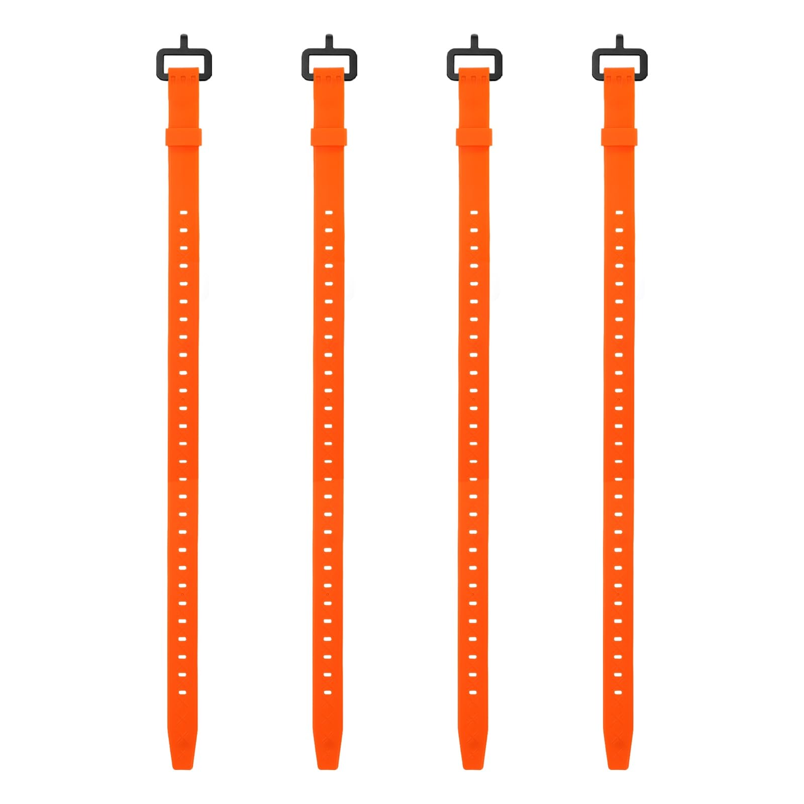 4 Pcs Silicone Tie Down Strap, 35cm / 14 inch Versatile Wear Resistant Silicone Securing Strap with Black Metal Buckle for Luggage Binding Outdoor Equipment Sorting,Black — view 8