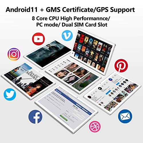 ZONKO Tablet 10 Zoll Dual 4G LTE Android Tablett PC Octa Core SC9863 4GB RAM 64GB ROM 512GB Erweiterbar 1080P FHD 13MP Kamera mit Tastatur Maus Stift Hülle | Typ-c | WiFi | GPS | OTG (Silver) – Bild 4