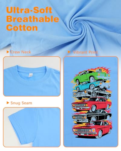 Habudda Car Shirts 2T 3T 4T Toddler Boy Clothes Truck Graphic Tees Little Kids Summer Short Sleeve Cotton Tops 2-8T4