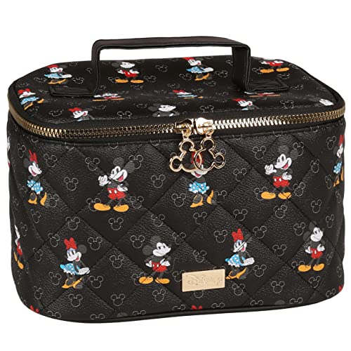 Mickey et Minnie Mouse Disney Trousse de Toilette/Poitrine Noire, matelassée, Grande, Fermeture éclair dorée 23x15x15 cm Cover