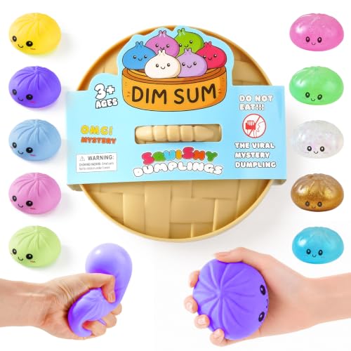 Image of Dumpling Squishy Toys, Giant Dumpling Squishy Mystery Box, Colorful Squishies Dumplings Stress Balls Toy, Stocking Stuffers with Food Steamer Stretchy Desk Toy (Purple)